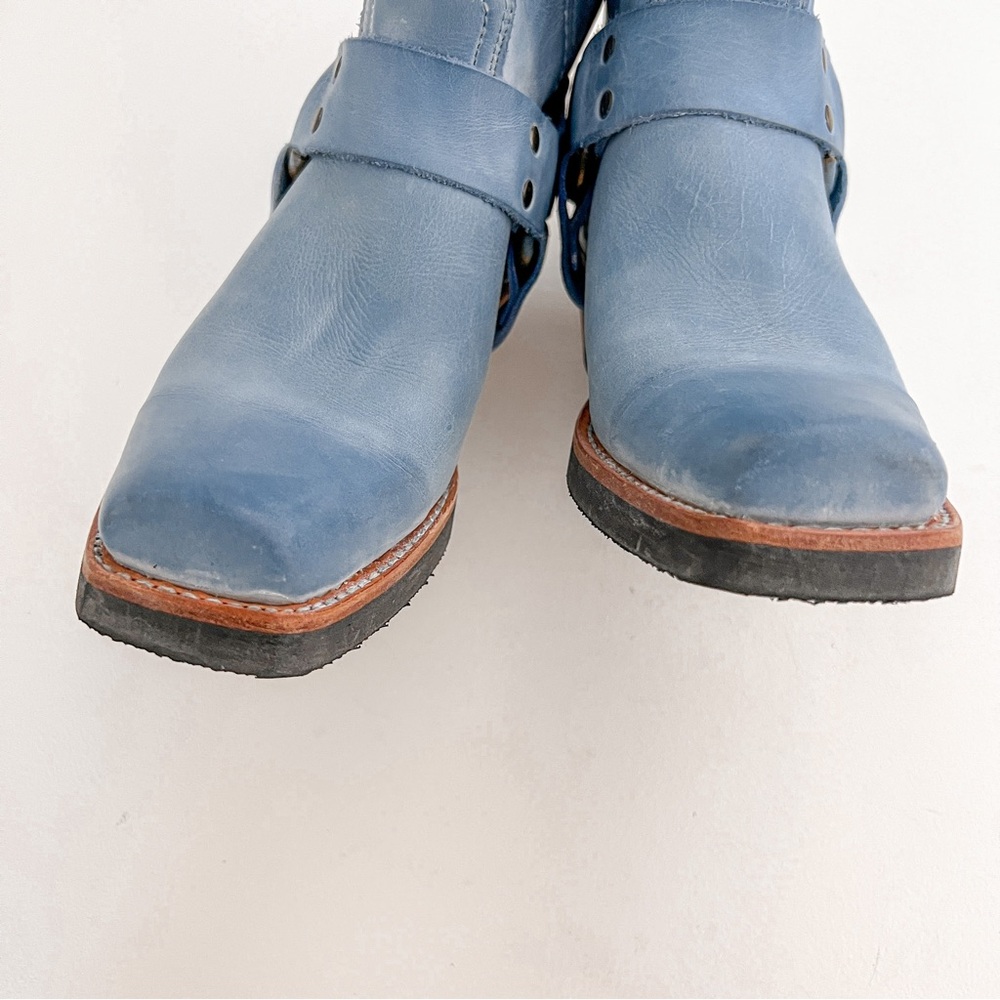 RARE Vintage Frye Sky Blue Floral Cutout Stud Harness Boots Size 7.5 - Picture 12 of 13